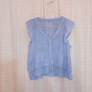 Baby blue babydoll top v neck